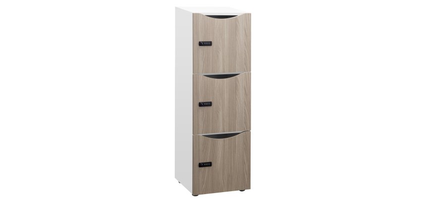 Casier de bureau Locker 3 cases coprs blanc H 127,7 cm