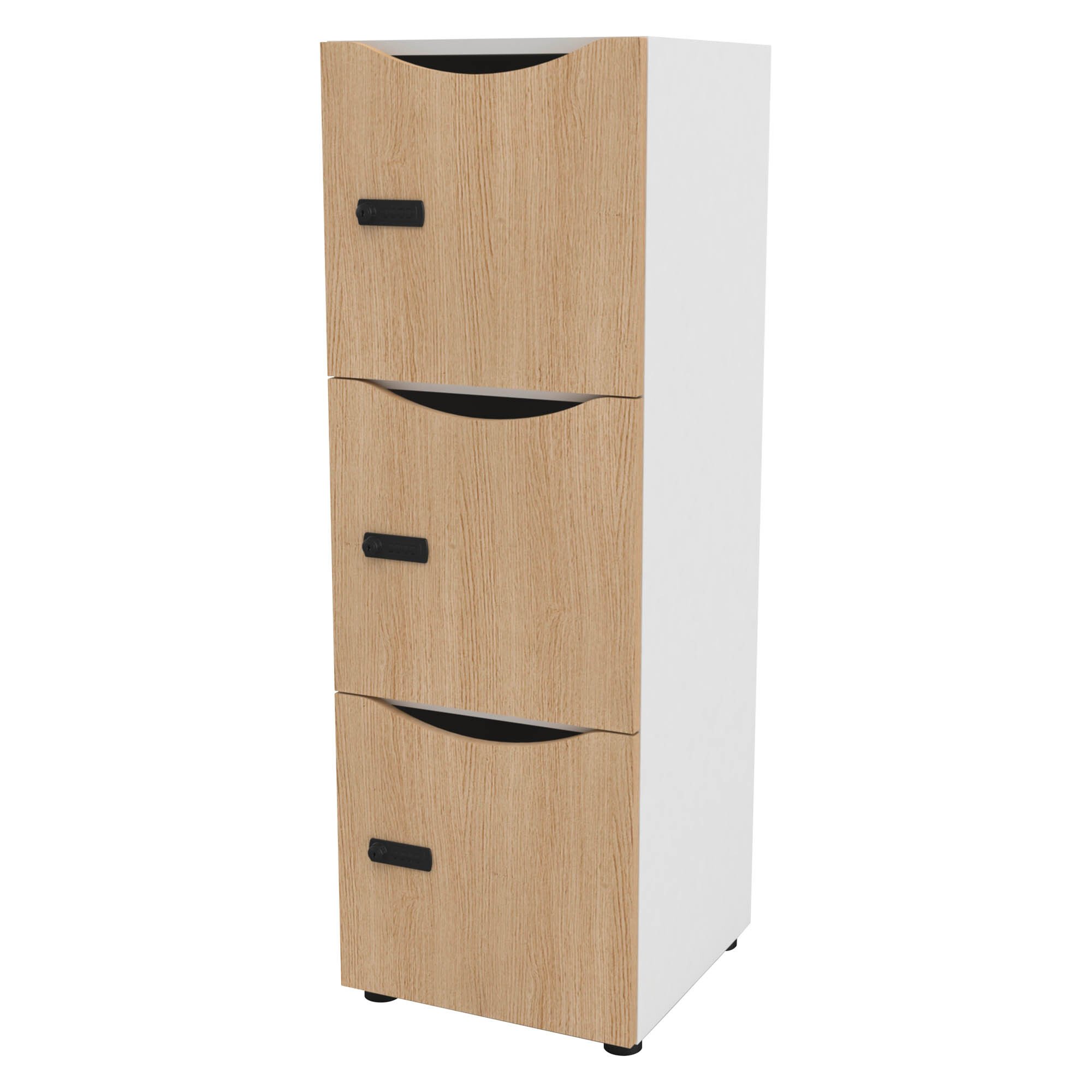 Casier de bureau Lockers 3 cases corps blanc H 131 cm - serrure à code