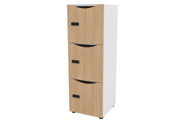 Casier de bureau Lockers 3 cases corps blanc H 131 cm - portes mélaminées - serrure à code