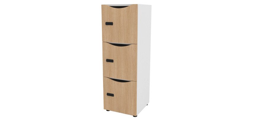 Casier de bureau Locker 3 cases corps blanc H 131 cm