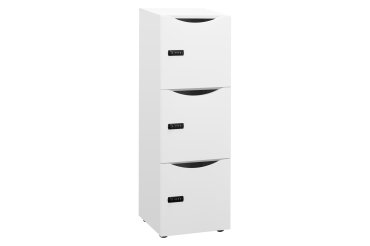Casier de bureau Lockers 3 cases corps blanc H 131 cm - portes mélaminées - serrure à code