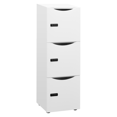 Casillero Lockers blanco 3 casillas Alt 131 cm puertas blancas