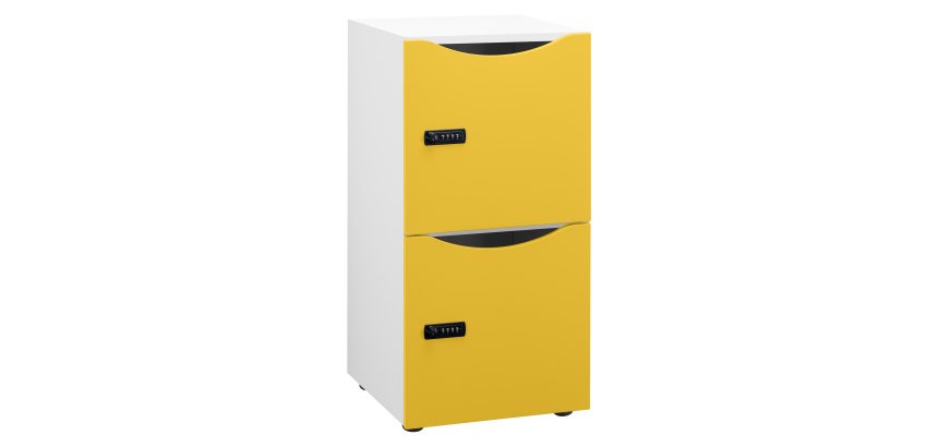 Casier de bureau Locker 2 cases coprs blanc H 86 cm jaune