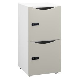 Locker kantoor 2 vakken - Witte behuizing - H 86 cm - Met deuren - Codeslot