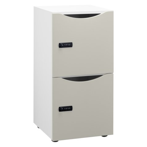 <p>Aktenfachschrank Schließfächer 2 Fächer - Korpus weiß - H 86 cm - lackierte Türen - Code-Schloss</p>