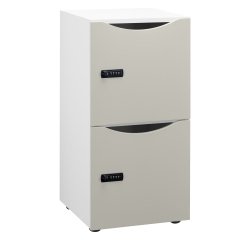 Bureau Office Lockers 2 compartments - White body - H 86 cm - lacquered doors - Code lock
