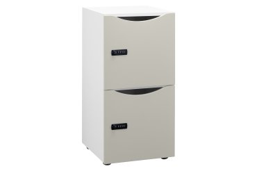 Casier de bureau Lockers 2 cases - Corps blanc - H 86 cm - portes laquées - Serrure à code