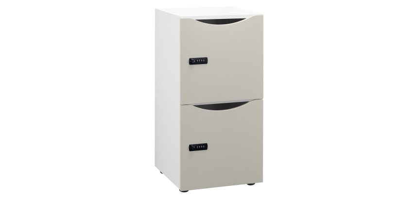 Casier de bureau Lockers 2 cases - Corps blanc - H 86 cm - portes laquées - Serrure à code