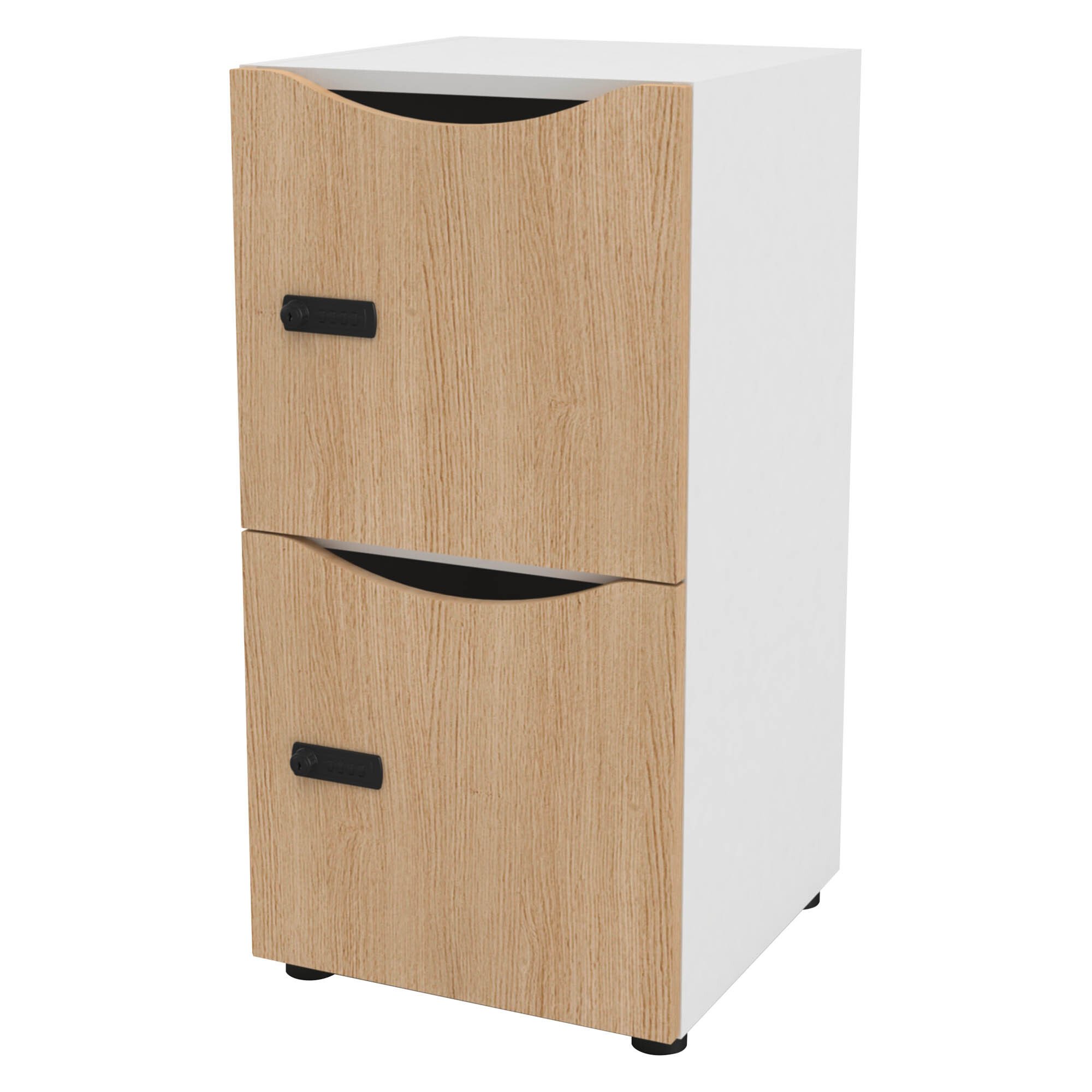 Casier de bureau Lockers 2 cases corps blanc H 86 cm - portes mélaminées - serrure à code