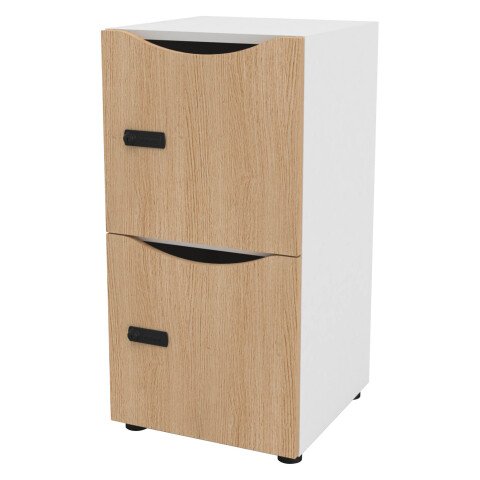 Casillero Lockers blanco 2 casillas Alt 86 cm puertas roble