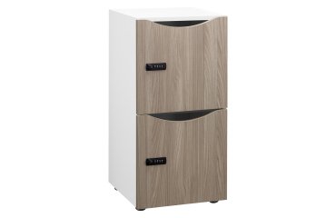 Office locker 2 compartments white body H 86 cm - melamine doors - code lock