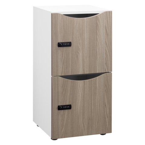 Casillero Lockers blanco 2 casillas Alt 86 cm puertas olmo