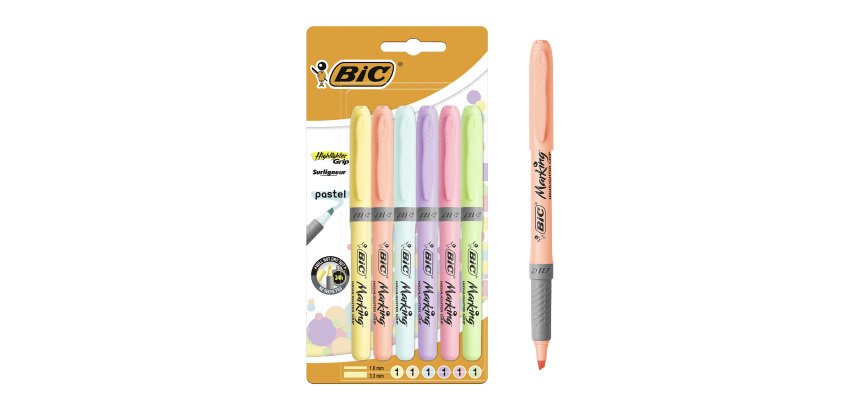 Subrayadores Punta Ajustable BIC Highlighter Colores Surtidos pastel - Paquete de 6