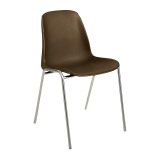 Chaise SORA, coque polypropylène non feu, pieds métal, brun