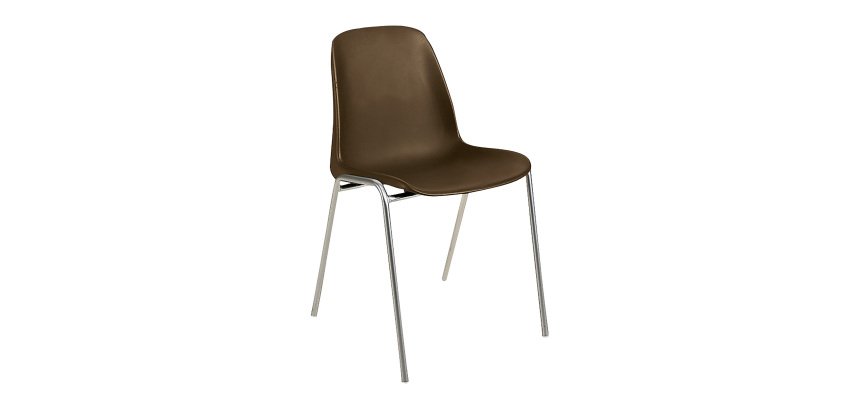 Chaise coque SORA, polypropylène non feu, pieds métal