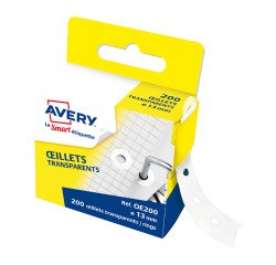 Verstevigingsringen Avery transparant diameter 13 mm - doos van 200