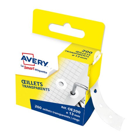 Verstevigingsringen Avery transparant diameter 13 mm - doos van 200