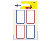 Etiquettes adhésives scolaires 36 x 56 mm Avery - Blanc lignes bleues et rouges - Pochette de 24