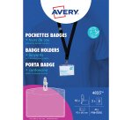 Badges 60 x 90 mm Avery avec tour de cou et mousqueton - Boite de 10
