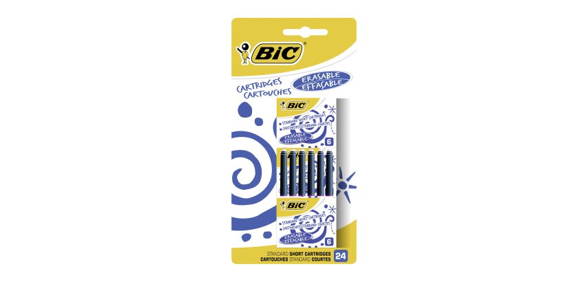 Cartouche d'encre courte Bic pour stylo plume - Blister de 24
