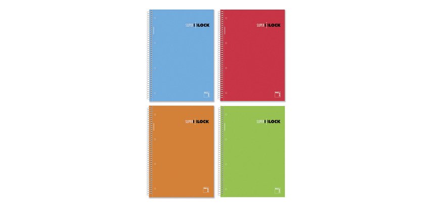 Cuaderno Pespiral Super Block Surtido Cuadrícula 5x5 mm microperforado A4  60 g/m² 160Hojas