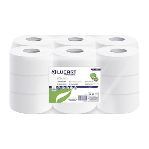 Papel higiénico rollo Jumbo Lucart ECO J100 doble capa 100m - pack de 18 rollos
