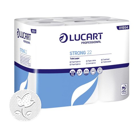 Papel higiénico doméstico Lucart STRONG 22 doble capa 22m - film de 12 rollos