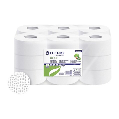 Papel higiénico rollo Jumbo Lucart ECO J143 doble capa 143m- pack de 18 rollos