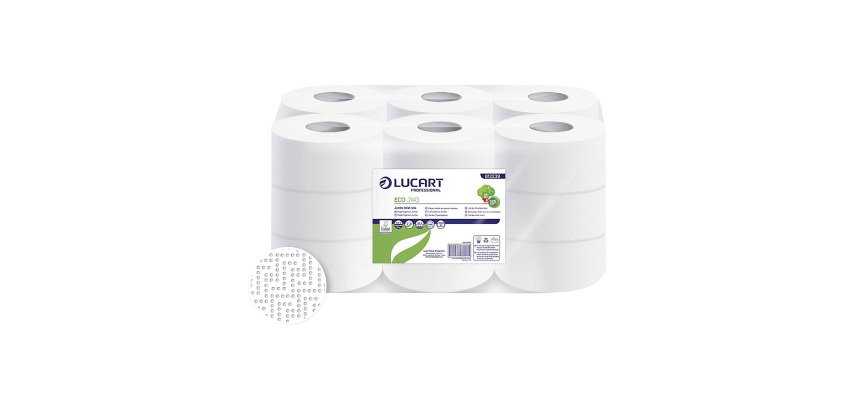 Papel higiénico rollo Jumbo Lucart ECO J143 doble capa 143m- pack de 18 rollos         