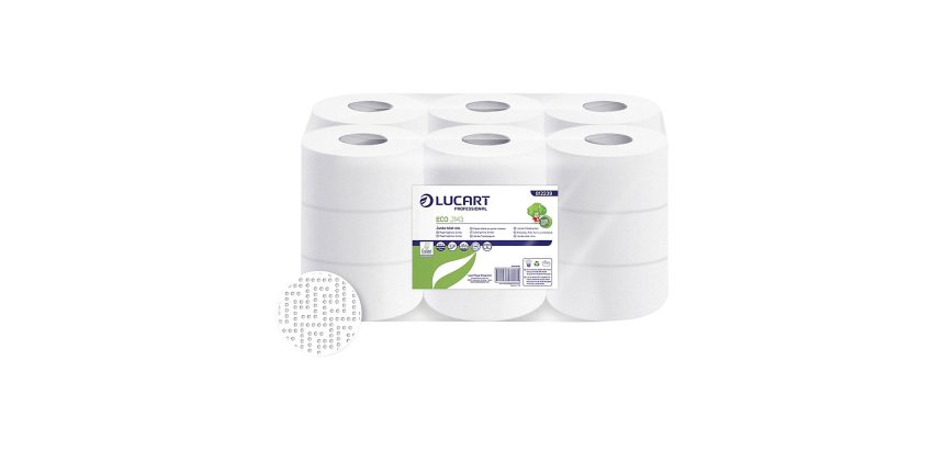 Papel higiénico rollo Jumbo Lucart ECO J143 doble capa 143m- pack de 18 rollos