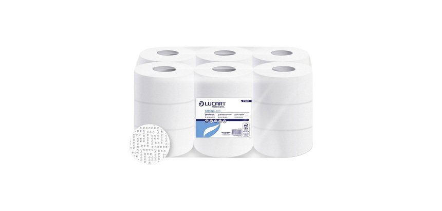Papel higiénico rollo Jumbo Lucart STRONG J125 doble capa 125m- pack de 18 rollos    