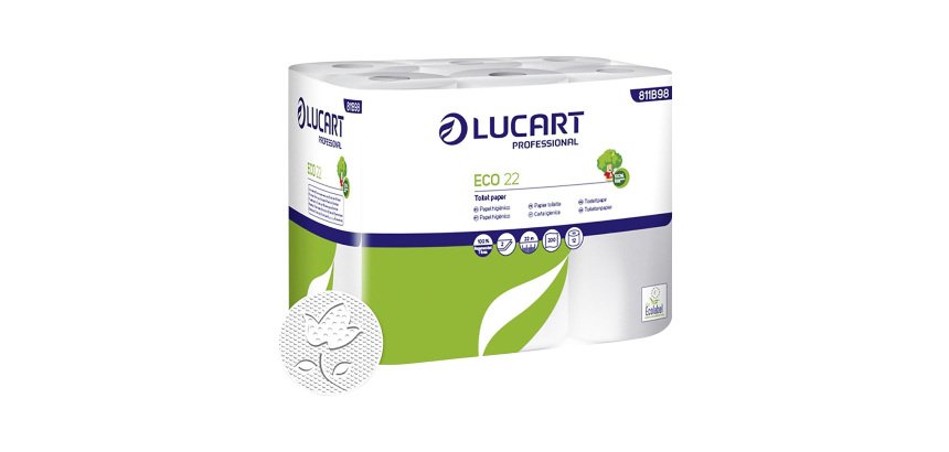 Papel higiénico doméstico Lucart ECO 22 doble capa 22m - film de 12 rollos 