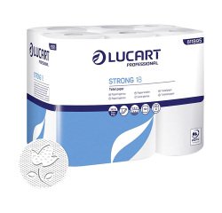 Papel higiénico doméstico Lucart STRONG 18 doble capa 17,6m - film de 12 rollos  