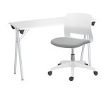Pack escritorio blanco plegable + Silla de oficina gris Karel