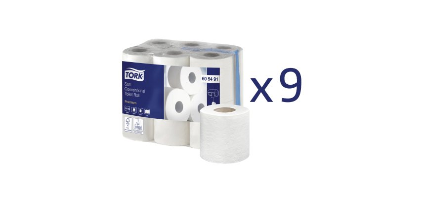 Papel higiénico doméstico Tork Premium doble capa 22,9m - film de 108 rollos  