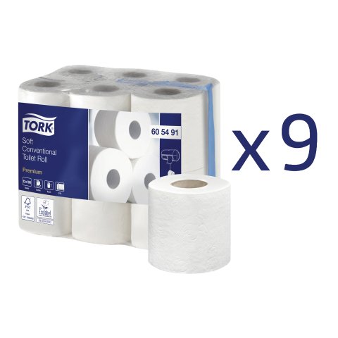 Papel higiénico doméstico Tork Premium doble capa 22,9m - film de 108 rollos