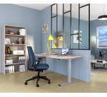 Bureau assis-debout Ecla Ergo réglage électrique en hauteur piètement gris aluminium