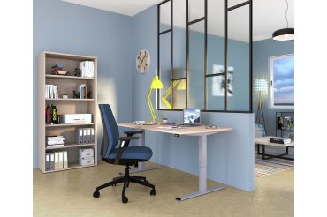 Bureau assis-debout Ecla Ergo réglage électrique en hauteur piètement gris aluminium