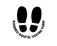Vinilo de señalización suelo redondo negro " espereu aquí el vostre torn"- pack de 3