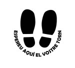 Vinilo de señalización suelo redondo negro " espereu aquí el vostre torn"- pack de 3
