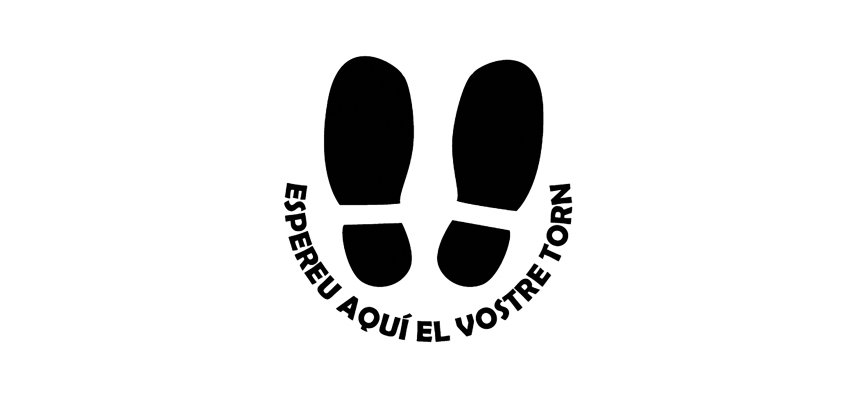 Vinilo de señalización suelo redondo negro " espereu aquí el vostre torn"- pack de 3