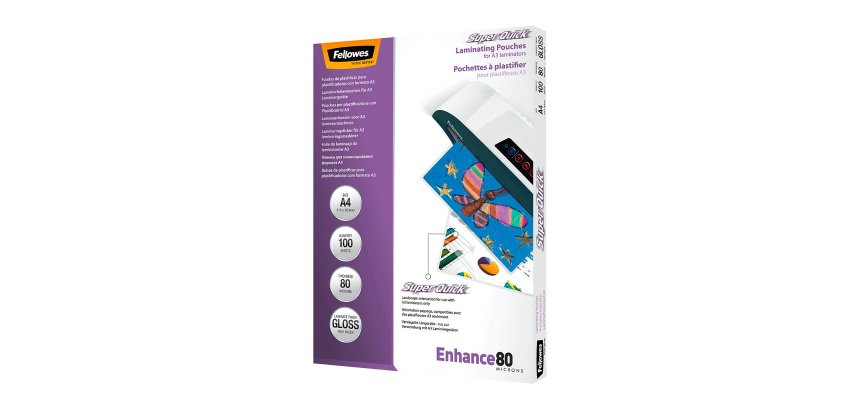 Buste Pouches per plastificazione A4 80 micron finitura lucida in conf. da 100 pz