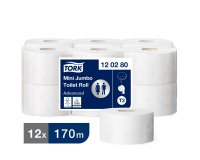 Toilet paper Mini Jumbo double thickness Tork T2 Advanced - Pack of 12 rolls 170 m
