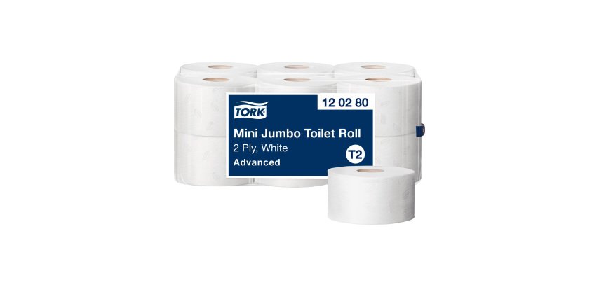 Papel higiénico Mini Jumbo de doble capa Tork T2 Advanced - 12 rollos de 170 m