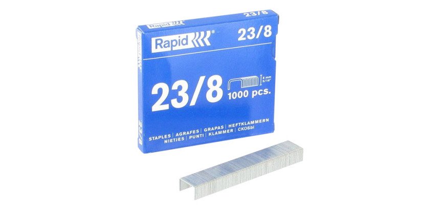 Agrafe Rapid 23/8 forte galvanisée - Boîte de 1000