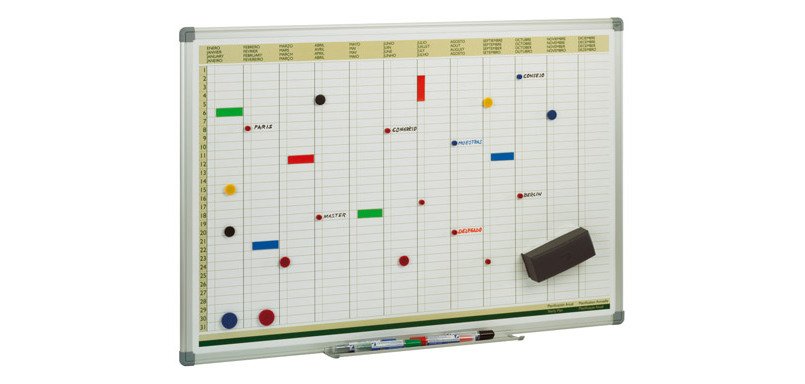 Pizarra Planning Anual 60 x 90cm marco aluminio