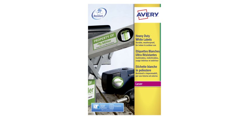 Etiquette ultra résistante laser 63,5 x 33,9 mm Avery L4773-20 blanche - Pochette de 480