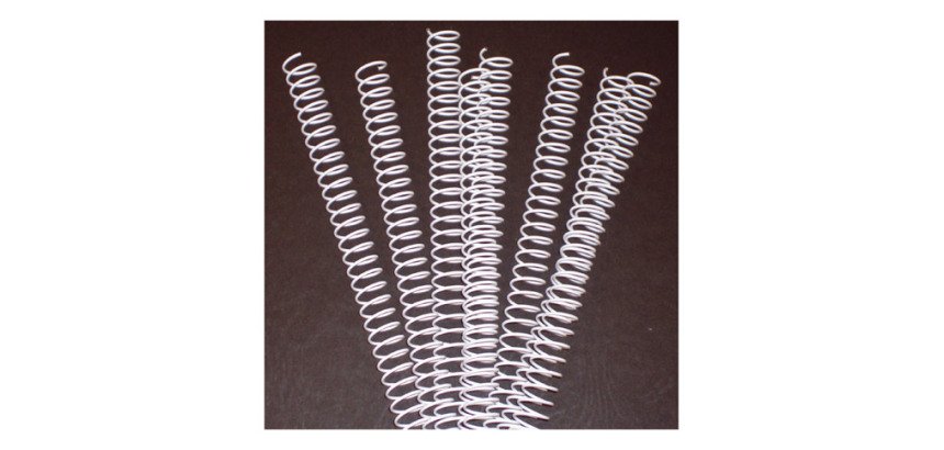 Espirales metálicas simples paso 5:1 16 mm Ø color blanco Caja de 100