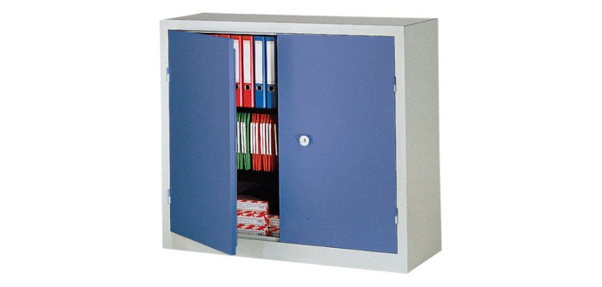 Armoire d'atelier monobloc H 100 x L 100 x P 53 cm corps gris - portes grises