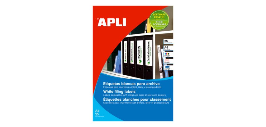 Etiquetas Adhesivas 190 x 61 mm para Lomo Archivador Apli 1233